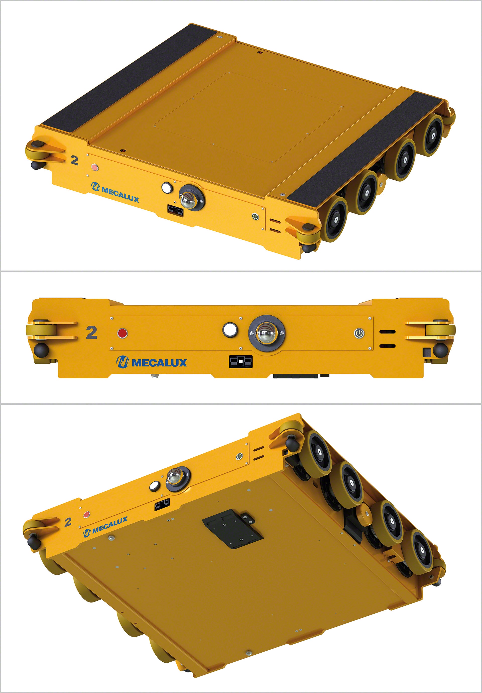 The automatic shuttle has multiple safety components such as a scanner or pallet detector