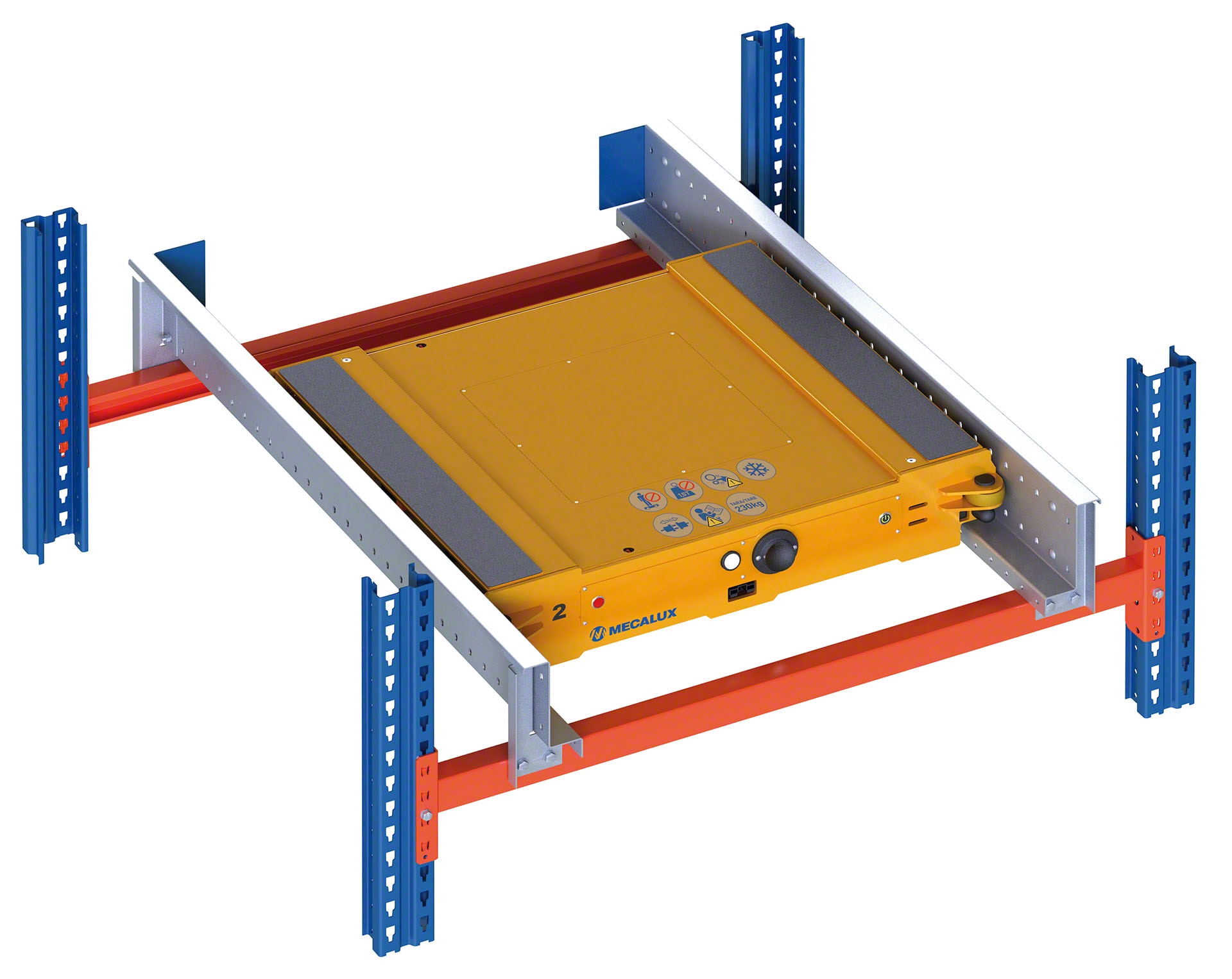 The storage channels must be adapted so that the Pallet Shuttle can be inserted on each rail